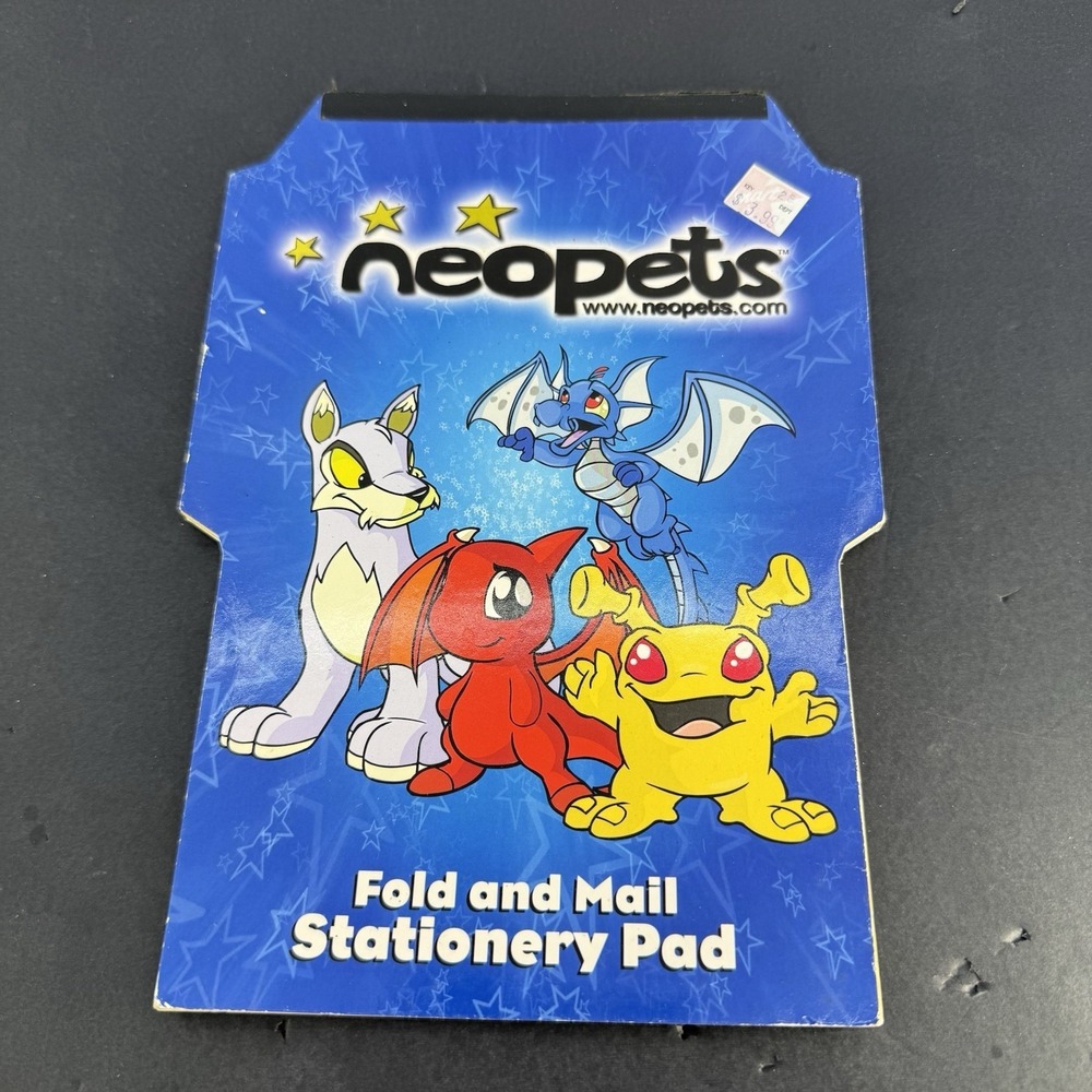 Neopets Fold and Mail Stationery Pad ~ Lupe, Draik, Shoyru, Grarrl 2003 RARE